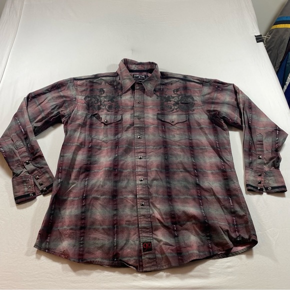 Panhandle Shirt Floral Plaid Men’s XL Western Metal Snap Button Slim long sleeve - Picture 12 of 12